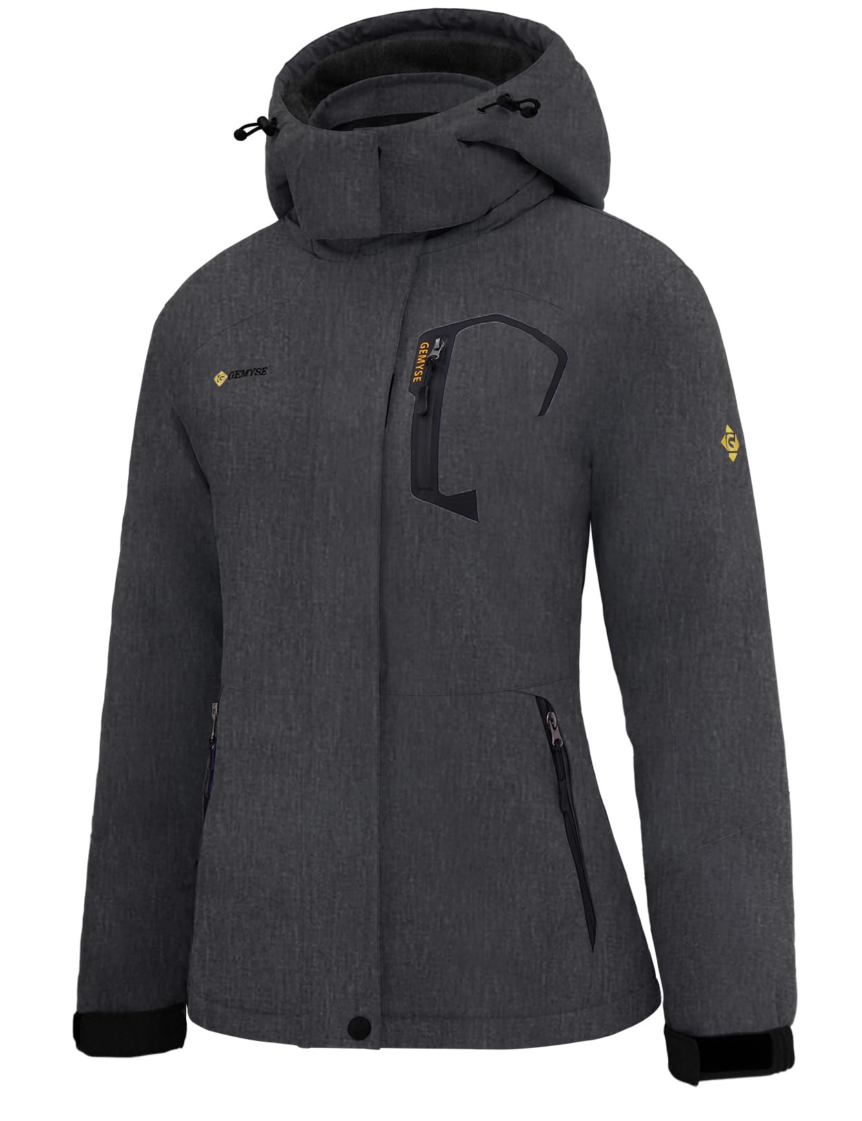 GEMYSE Women's Ski Snow Jacket Warm Winter Waterproof Coat Snowboard Rain Jacket Hooded Windproof Windbreaker